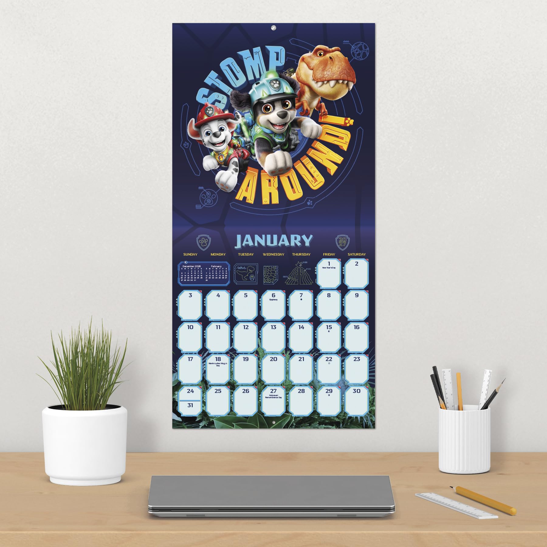 2027 Paw Patrol: The Dino Movie Wall Calendar