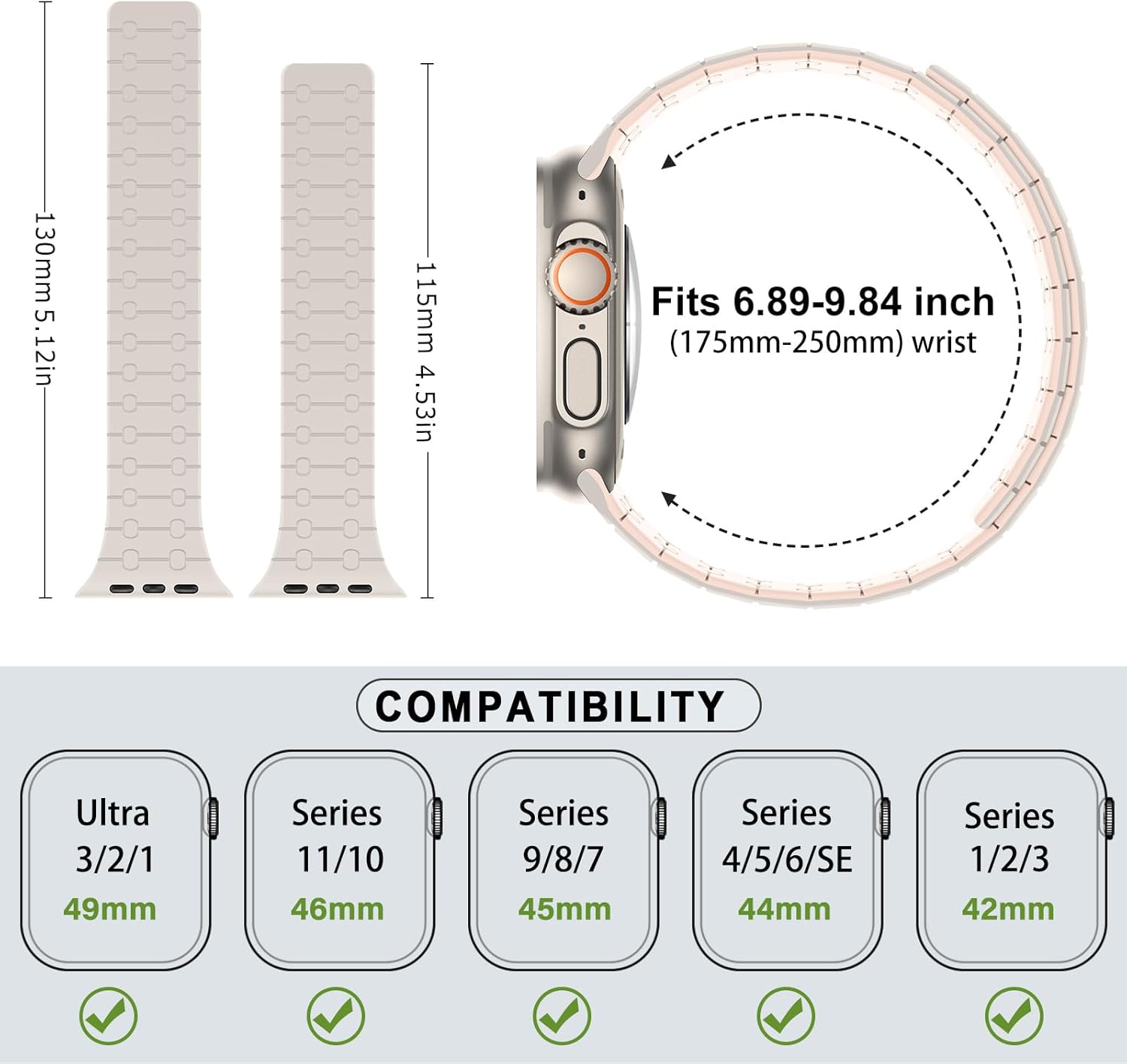 Amizee Magnetic Bands Compatible with Apple Watch Band 49/46/45/44/42/41/40/38mm Women Men, Sport Silicone Strap for iWatch Ultra 3/2/1 Series 11 10 9 8 7 6 5 4 SE3/2/1 (49/46/45/44/42, Star Pink) - Image 6