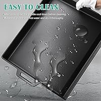 Vista 6 de Hiorucet Plancha de hierro fundido de 18 pulgadas, placa superior plana grande para parrillas de gas y horno de cocina, parrilla universal con asas