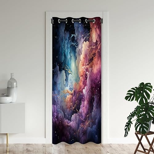 Cortinas de puerta Nebula para puertas, agujero negro, universo, espacio, galaxia, cortina opaca para armario de dormitorio de niños, ojales con