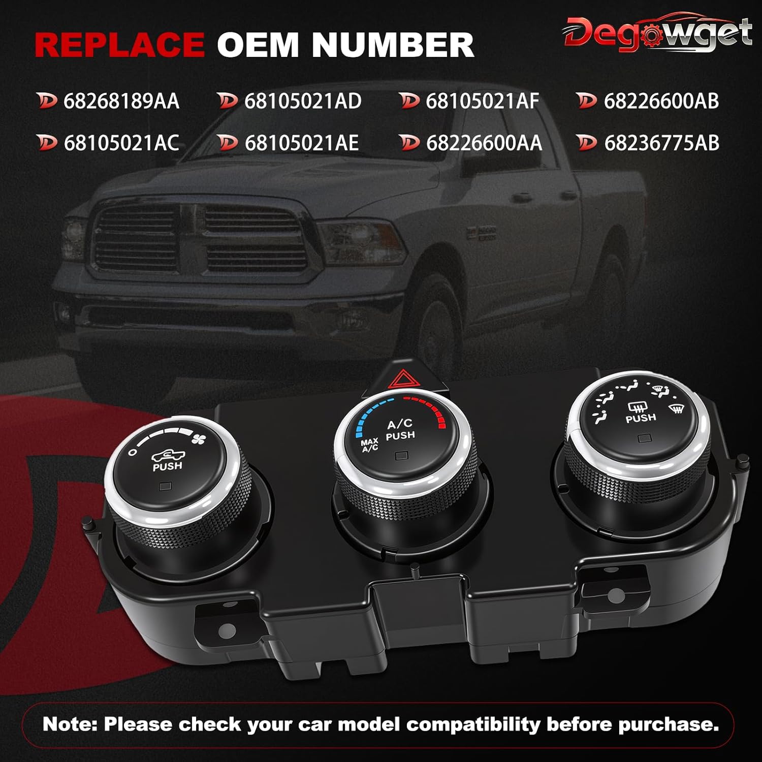 AC Heater Climate Control Module 68268189AA Compatible with Ram 1500 2500 3500 Front Climate Heater Control Unit Module Replaces 68226600AA