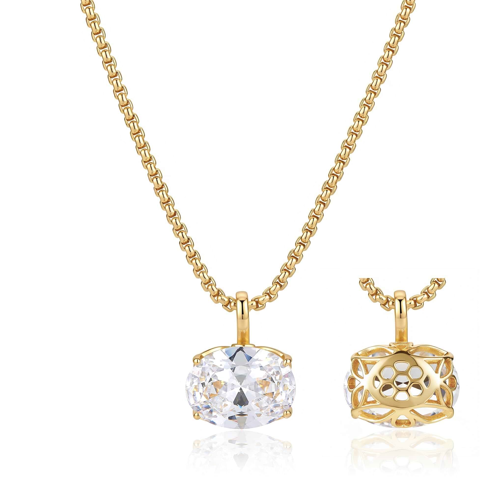VeiliKe Pendant Necklaces for Women Oval Cubic Zirconia Necklace