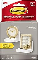 Command Quartz Display Ledges, 2-Pack Floating Shelves Hold 2 lbs Each, Damage-Free Adhesive Strips for Wall Decor in Living Room, Bedroom, Office
