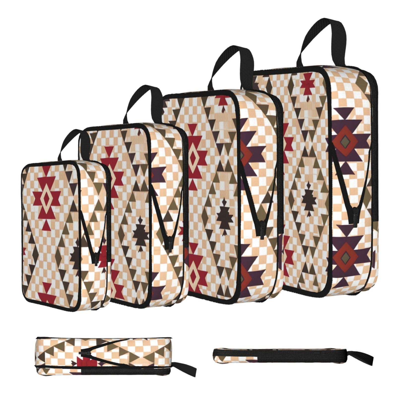 Sxzvvbn Black Geometric Vector Compression Packing Cubes 4 Piece Set