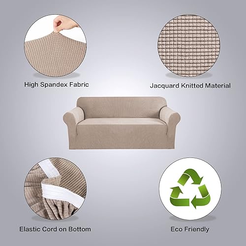 Miniatura 6 de H.VERSAILTEX Funda para sofá, paquete de 1 funda de cojín grande para sofá, 2 piezas, color arena