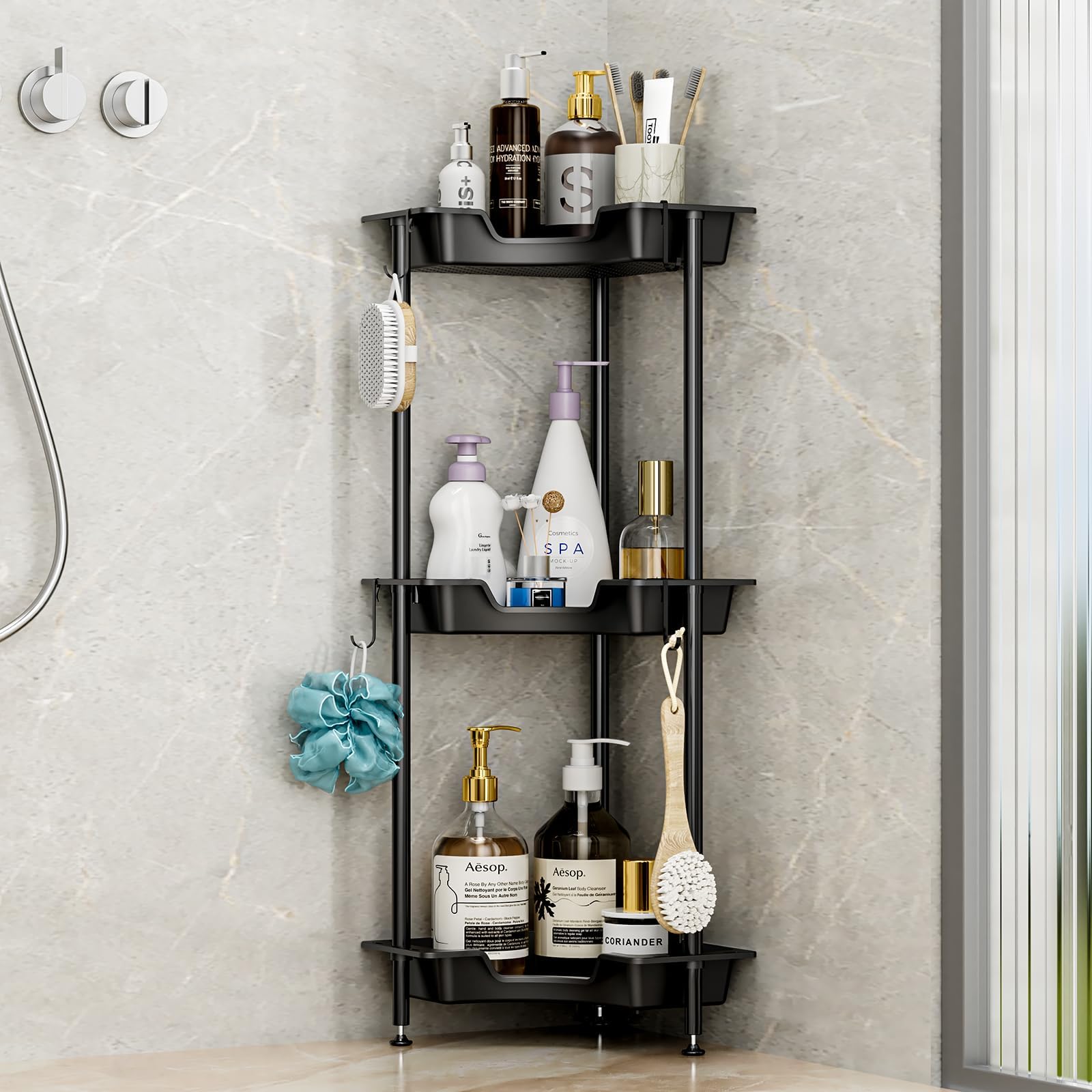 Amazon.com: mDesign Metal Bathroom Shelf Unit - Freestanding Vertical ...