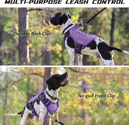 Miniatura 5 de WINGOIN - Arnés táctico con asa para perros grandes, arnés ajustable sin tirones para mascotas, arnés reflectante K9 de servicio militar, para