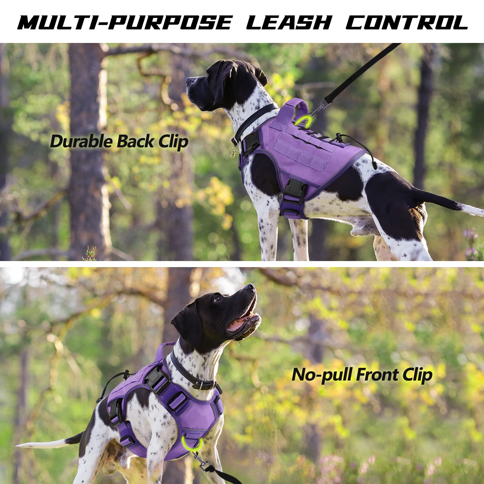 WINGOIN Arnés táctico para perros pequeños, sin tirones, ajustable, reflectante, K9, arnés militar para mascotas con asa, hebillas de metal para caminar, senderismo, entrenamiento (L)