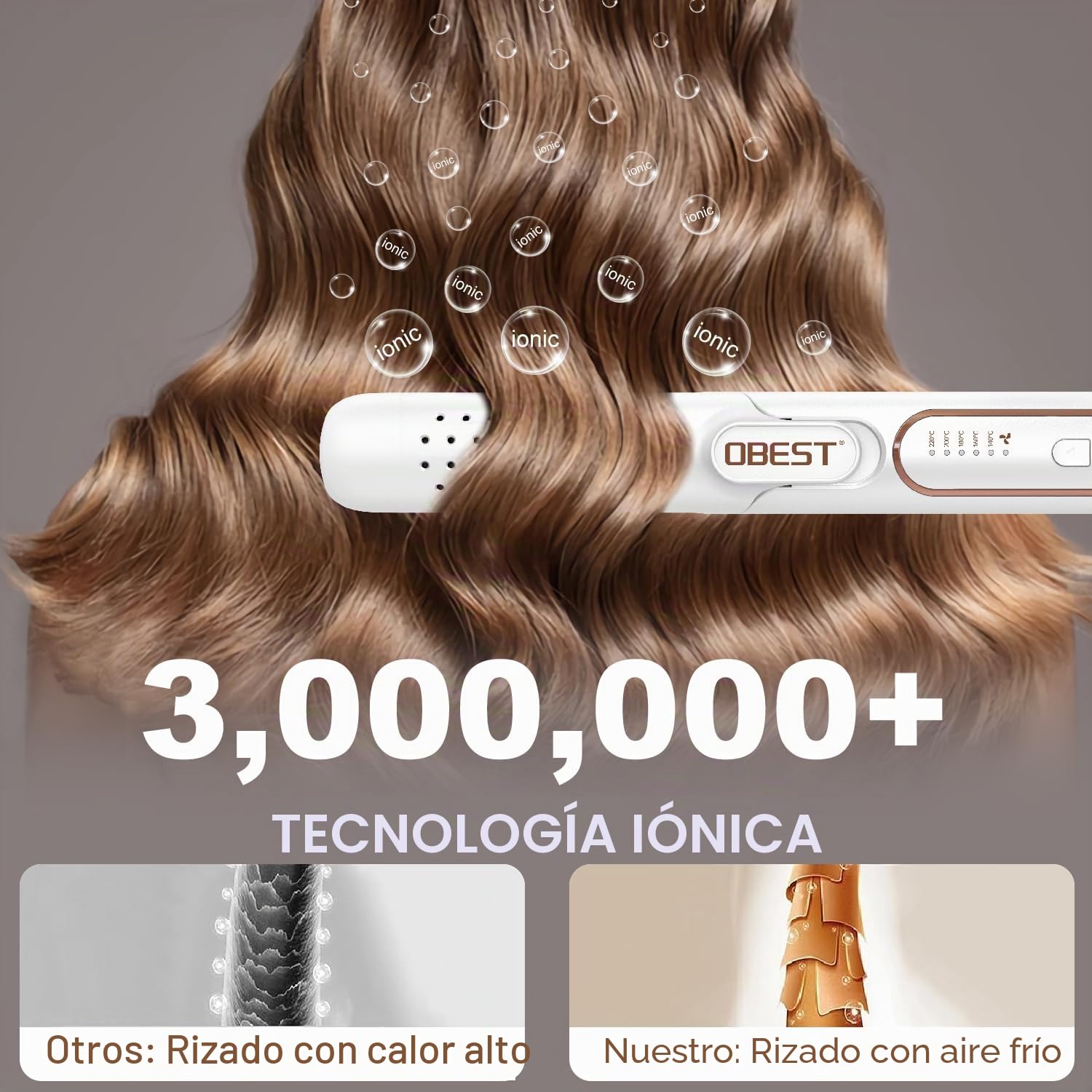 Plancha de Pelo y Rizador 2 en 1, Airflow Curler 360° y Infrarrojo, Calentamiento Rápido 30s, 5 Niveles de Temperatura, Estilizador de Doble Voltaje y Protección Contra Sobrecalentamiento