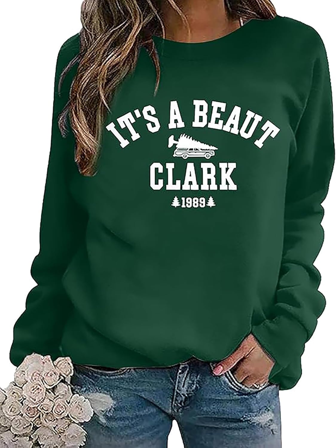 Susongeth Christmas Tree Farm Sweatshirt for Women It's A Beaut Clark Graphic Tee Shirt Casual Family Christmas Sweaters Top - Image 4