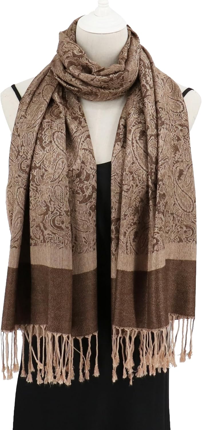 vimate Silky Paisley Pashmina Shawl Scarf-Women's Soft Double-side Jacquard Pashminas Wrap for Evening Dress Travel Shawl - Image 5