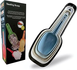 Plastic Flour Scoops, Pet Food Scoops Plastic Pack of 5, Multifunctional Dog Food Scoops with Measuring Cups, Pet Food Measuring Scoop Set