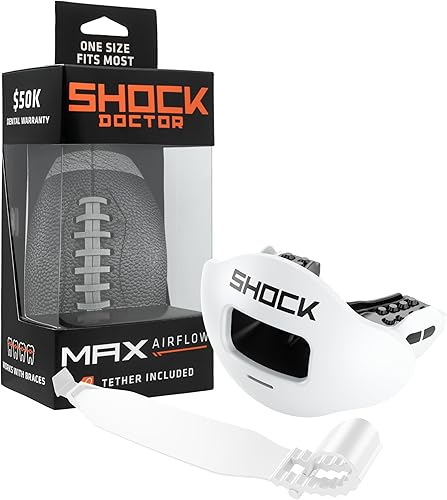 Miniatura 4 de Shock Doctor Max Airflow 2.0 - Protector bucalde labios con máximo flujo de aire Protector bucal de fútbol 3500. Talla única, para jóvenes y