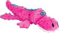 goDog Gators Large Pink Squeaky Plush Dog Toy with Chew Guard Technology - Durable Chew-Resistant Fun for Aggressive Chewers