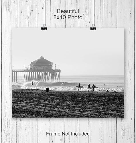 Miniatura 3 de Surf, Beach and Pier Art Print Photo, Wall Art Poster - Unique Home Decor for Beach or Lake House, Family Room - Gift for Surfers, Surfing Fans -