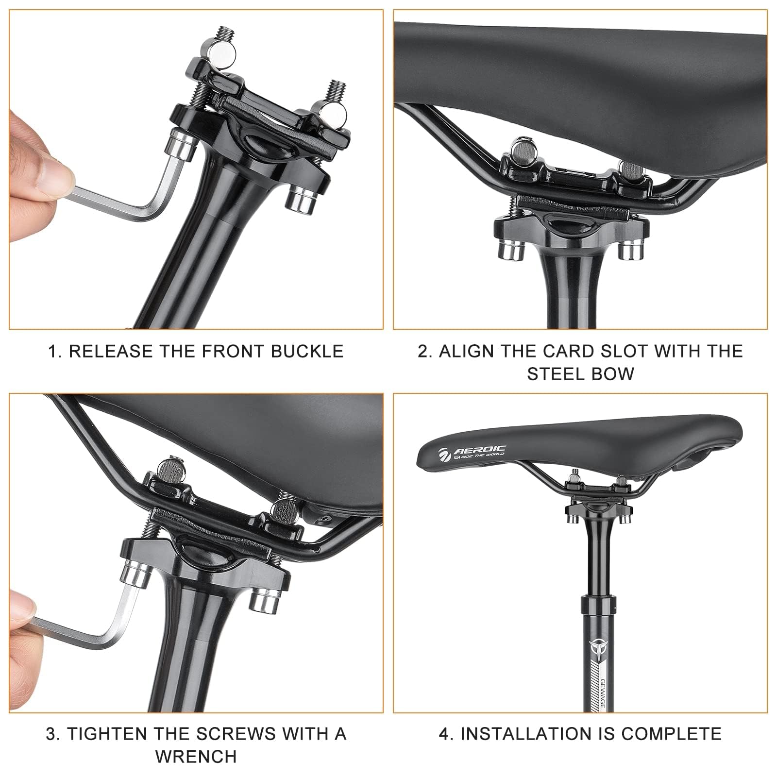 Tige de selle à suspension pour vélo – 27,2/30,9/31,6 x 400 mm – Tige de selle de vélo en alliage d'aluminium léger pour VTT, vélo de route, BMX eBike