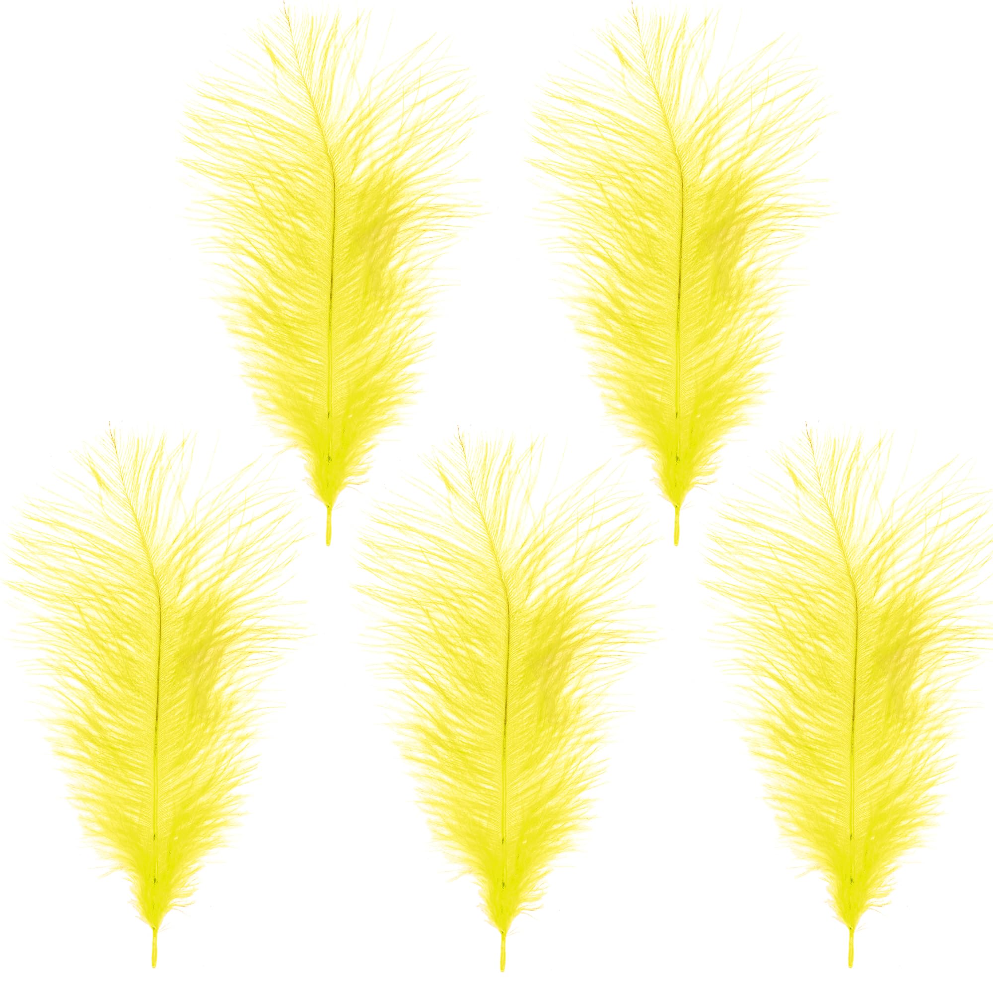 Weddecor Yellow Natural Ostrich Feathers 14-16" (35-40Cm) Long For Wedding Centerpieces, Home, Decorating Costumes, Embellishment, Art & Craft, Parties (Pack Of 5)