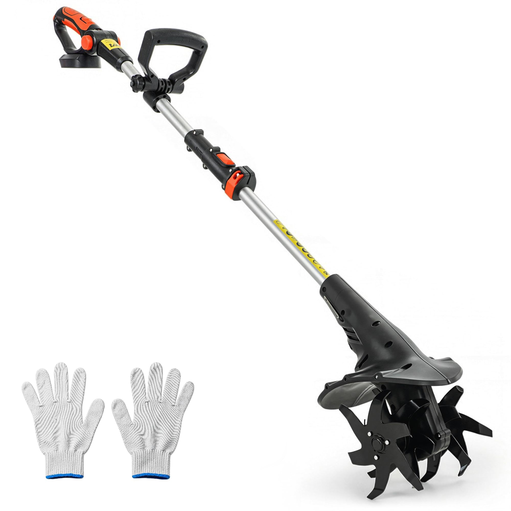 Outsunny Motocoltivatore Cordless 18V, Motozappa 20cm Larghezza, 18cm Profondità, 4 Lame, Manico Regolabile, per Orto, Giardino e Terreni, Batteria e Caricabatterie Non Inclusi
