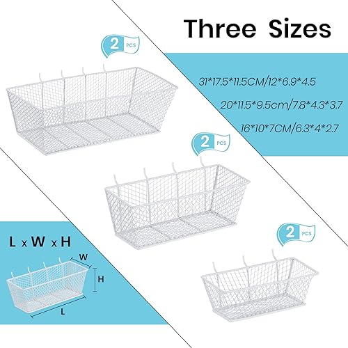 Miniatura 9 de Cestas de tablero de clavijas para montaje en pared, 3 tamaños, accesorios para tablero de clavijas, cesta para el hogar, garaje, organizador