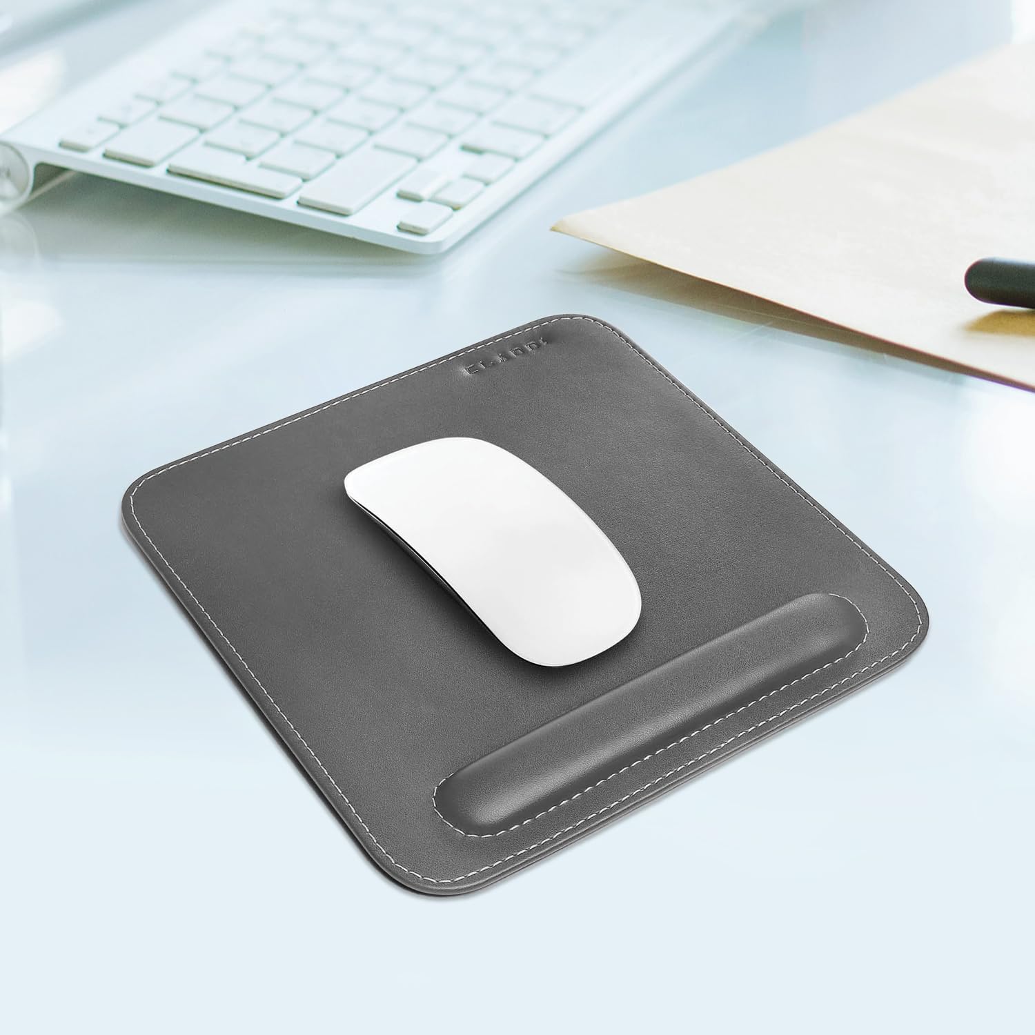 CLADD INTERNATIONAL Vegan Leather Mousepad with Wrist Rest Ergonomic | Cushion Foam Support & Pain Relief | Mouse Pad Stitched Edge | Home Computer | Office Laptop | Non-Slip Hard Base | Grey (B09DNZ87F1) Amazon Price History, Amazon Price Tracker