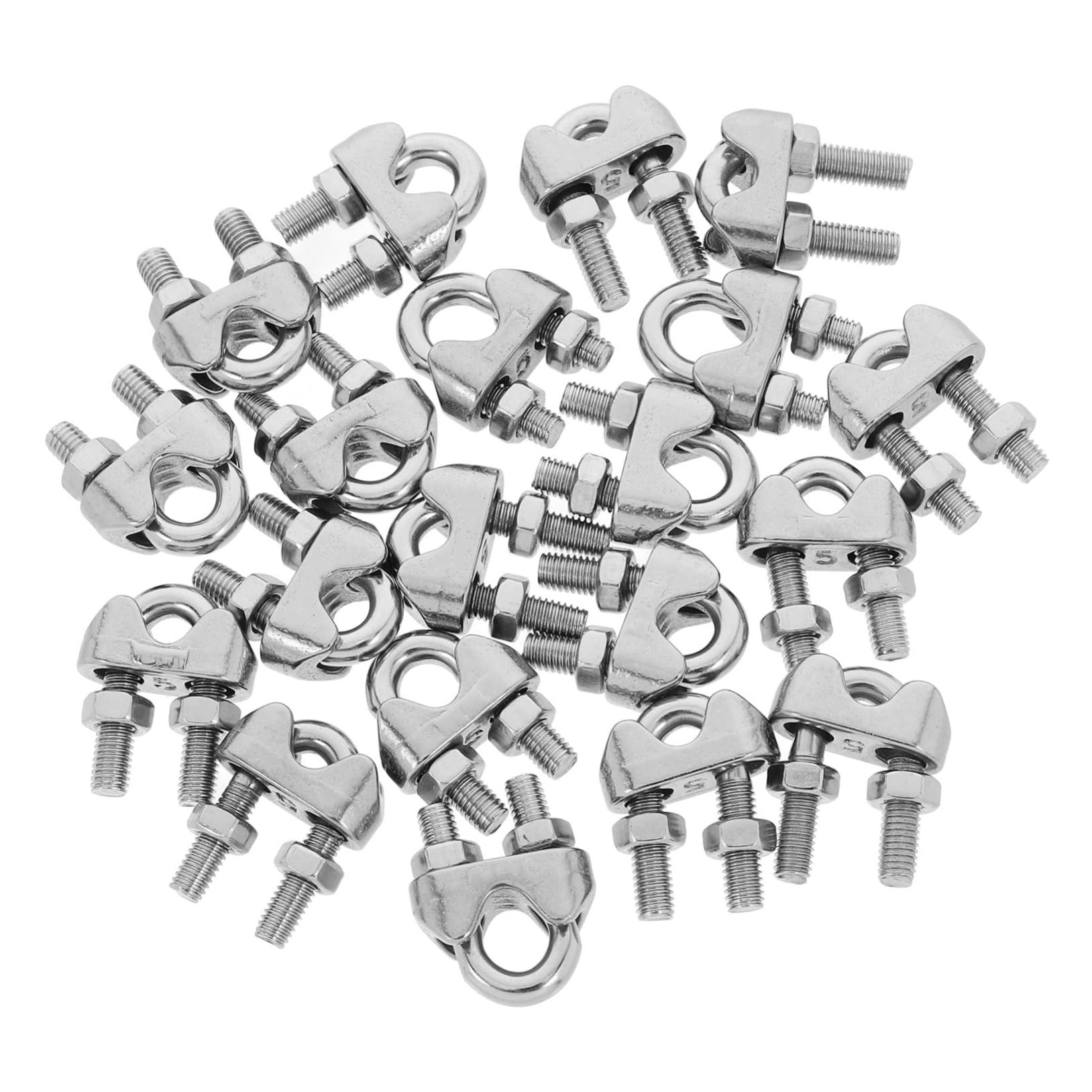 Gatuida 20piezas Abrazadera de Cable de Acero Inoxidable Forma Cuerda de Aparejo Abrazadera de Cable de Metal para Cableado de Remolques