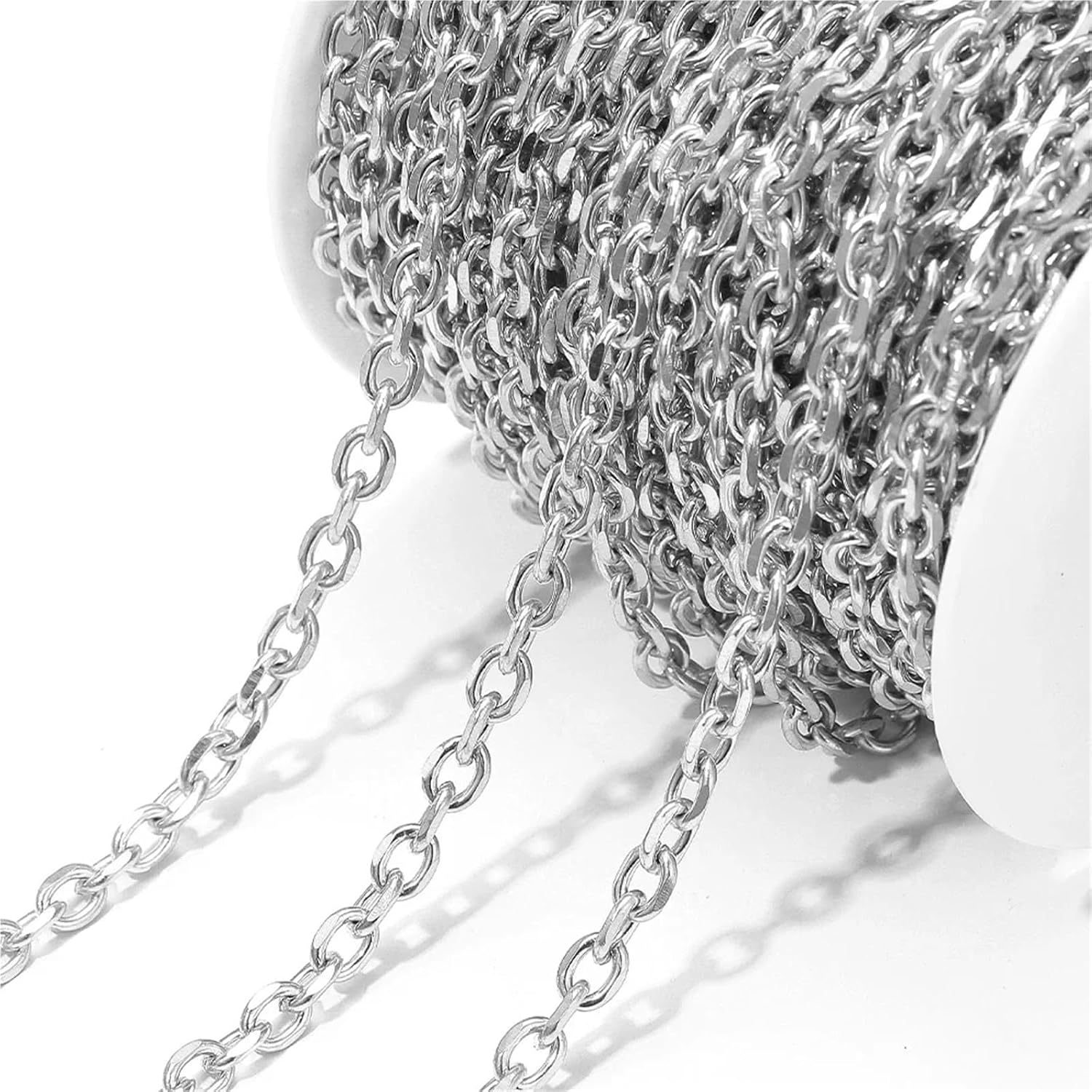 Chain for Jewelry Making 10pcs 1 Meter Stainless Steel No Fade Flat Side Chains Bulk for DIY Necklace(Steel 5.3mm)