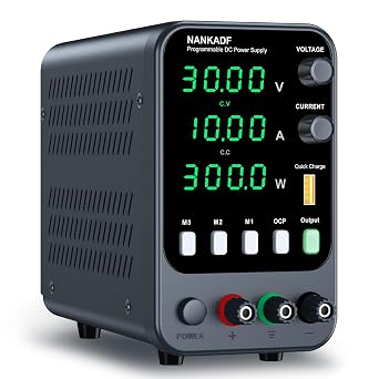 DC Power Supply, 30V 10A Bench Power Supply with Memory Storage & Recall,Variable Power Suppy with Encoder Adjustment Knob, 5V/3.6A USB Quick-Charge & OCP Short Circuit Alarm
