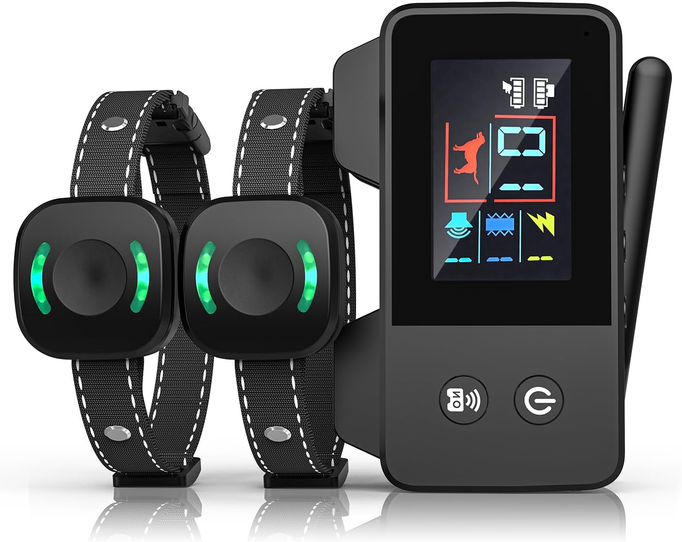 RPZ Dog Shock Collar with Remote & Wireless Fence, 2-in-1 Electric Dog Training System, 5–480M Adjustable Range, Beep Vibration Safe Shock, Rechargeable Collar for Medium Large Dogs(2pcs)