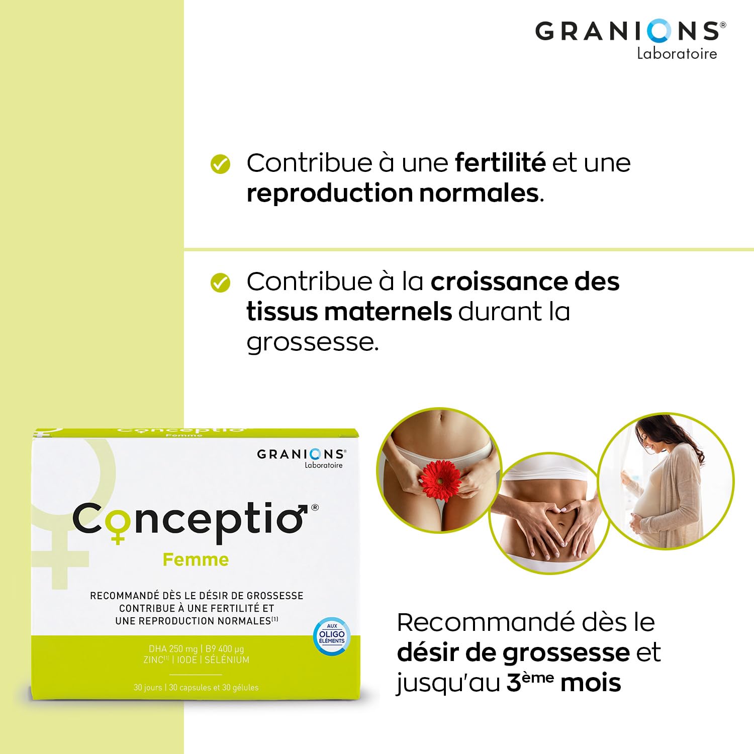 GRANIONS | Duo Conceptio Homme + Conceptio Femme | Contribue à la fertilité du couple | Vitamines, Acide Aminés, Acide Gras (Dha), Oligoéléments | Marque Française | Programme De 30 Jours
