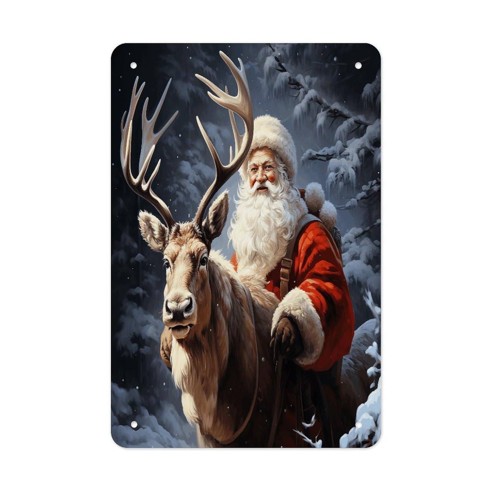 Retro Metal Signs Decorations Vintage Santa Claus And Deer Elk Tin Sign Iron Painting Home Family Poster Personalized Art Wall Decor Funny Plaque Sheet for Home Gift Party 8x12 In
