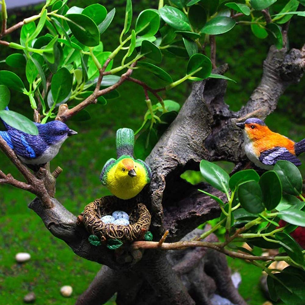 Amazon.co.jp: 装飾的なミニチュア鳥の置物庭の彫像鳥の装飾ミニ鳥の