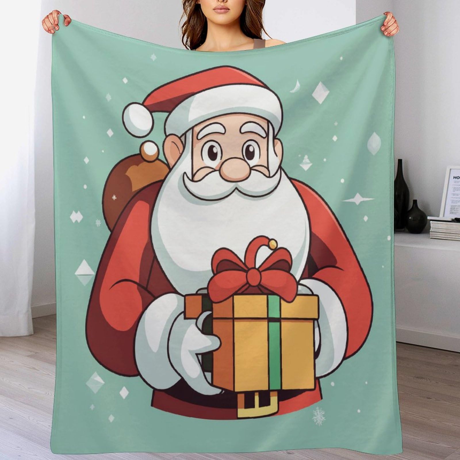 Couverture chaude en flanelle plaid Noël 130x180cm jeté de lit tout saison
