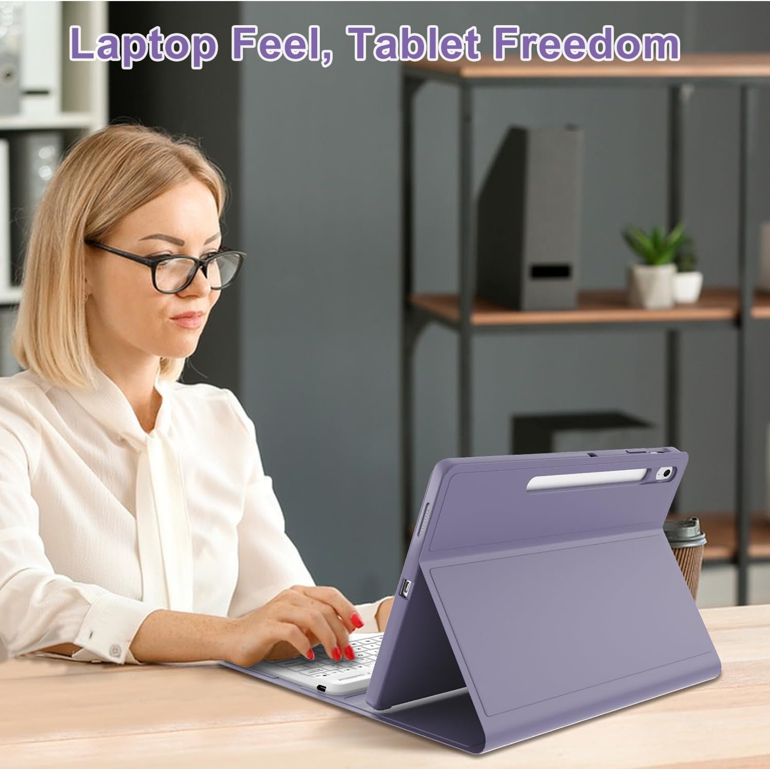 Keyboard Case for Samsung Galaxy Tab S10 Lite/ S10 FE/ S9 FE 10.9 Inch/Tab S9 11 Inch with S Pen Holder, 7 Color Backlit Detachable Wireless Bluetooth Keyboard with Stand Cover Case, Lavender