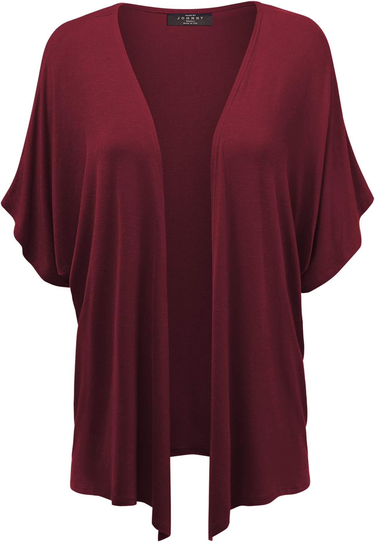Made By Johnny Women's Kimono Style Short Sleeve Dolman Cardigan - Lightweight Open Front Summer Cover-Up