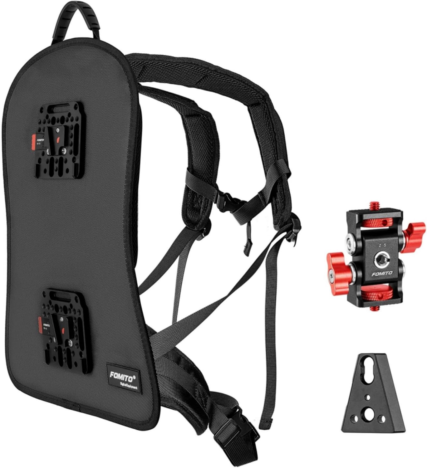 Camera Harness Vest with V-Mount Plate Power Supply System, with Dual Head Gimbal for BP Battery Wireless Video Transmission Photography