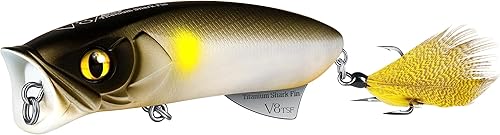 V8 Top Water Popper Fishing Lure with Titanium Fin, Topwater Fishing Lures for Bass Trout Musky Pike, 25 Oz 3.15, Feathered BKK Treble Hooks, disponible en Yaxa Venezuela