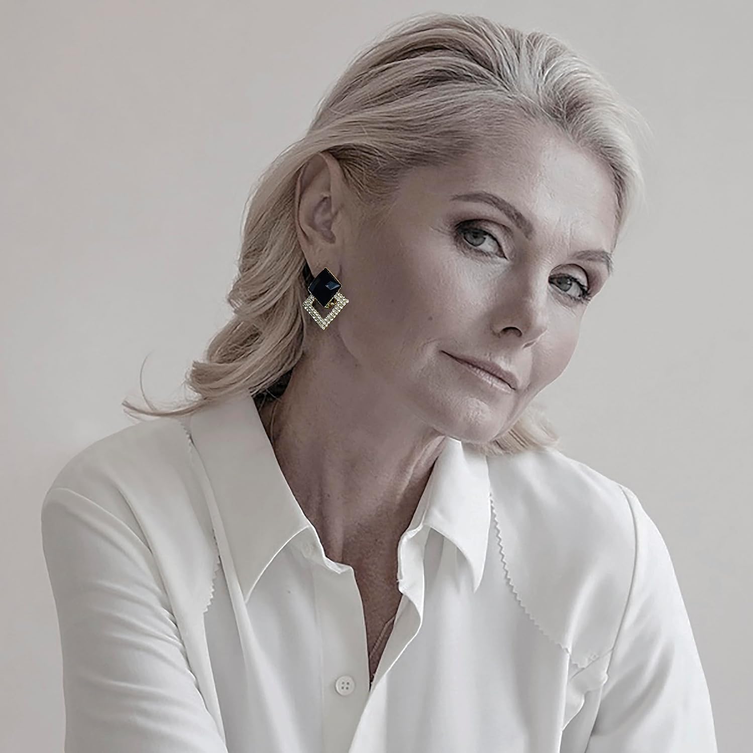 Black White Earrings for Women Teen Gifts Dangle Drop Fashion Geometric Statement Jewelry - Image 2