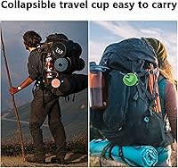 Vista 4 de Litoexpe 2 Pack de Tazas de Viaje Plegables de Silicona, Set de Tazas Portátiles para Acampar con Tapas, Gris y Verde