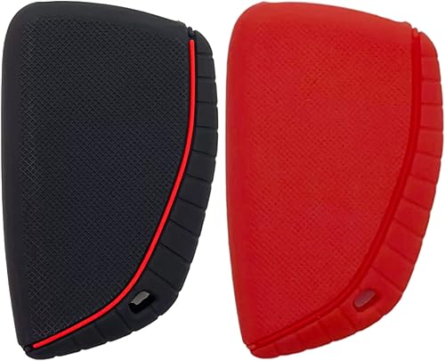 Miniatura 2 de Funda de goma de silicona para llavero compatible con Chevrolet Silverado 1500 GMC Sierra 1500 2500HD 3500HD 3500HD 2022 2023 2024 (negro rojo)