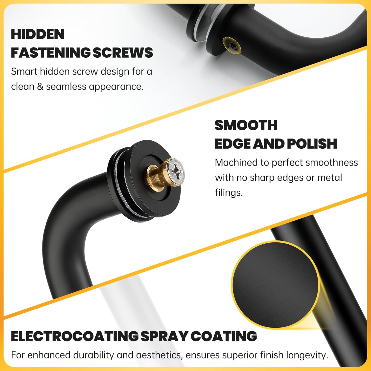 Kolet Matte Black Front Door Handle and Deadbolt Set, 8 Inche Center to Center Glass Shower Door Handle