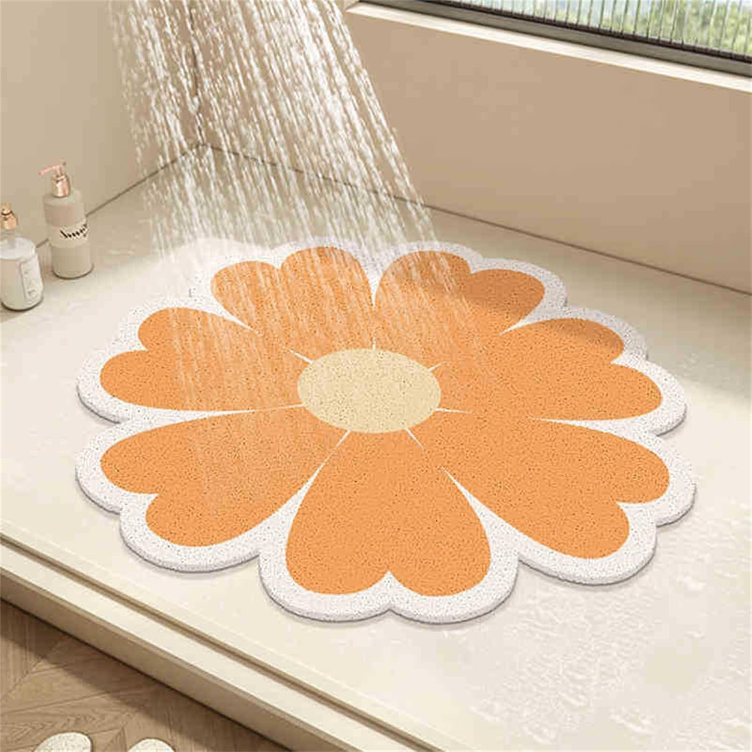 VUIKLCty Floral-patterned Soft Rubber Loofah Bath Mat