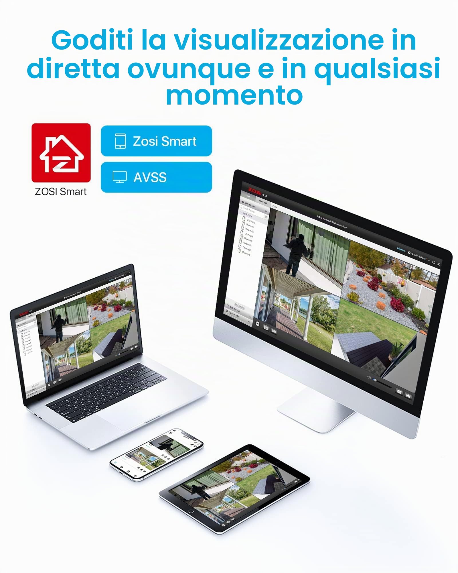ZOSI 16CH PoE NVR con disco rigido da 4TB Registratore di videosorveglianza per telecamera IP PoE 2MP 5MP 8MP 4K (funziona solo con le telecamere ZOSI)