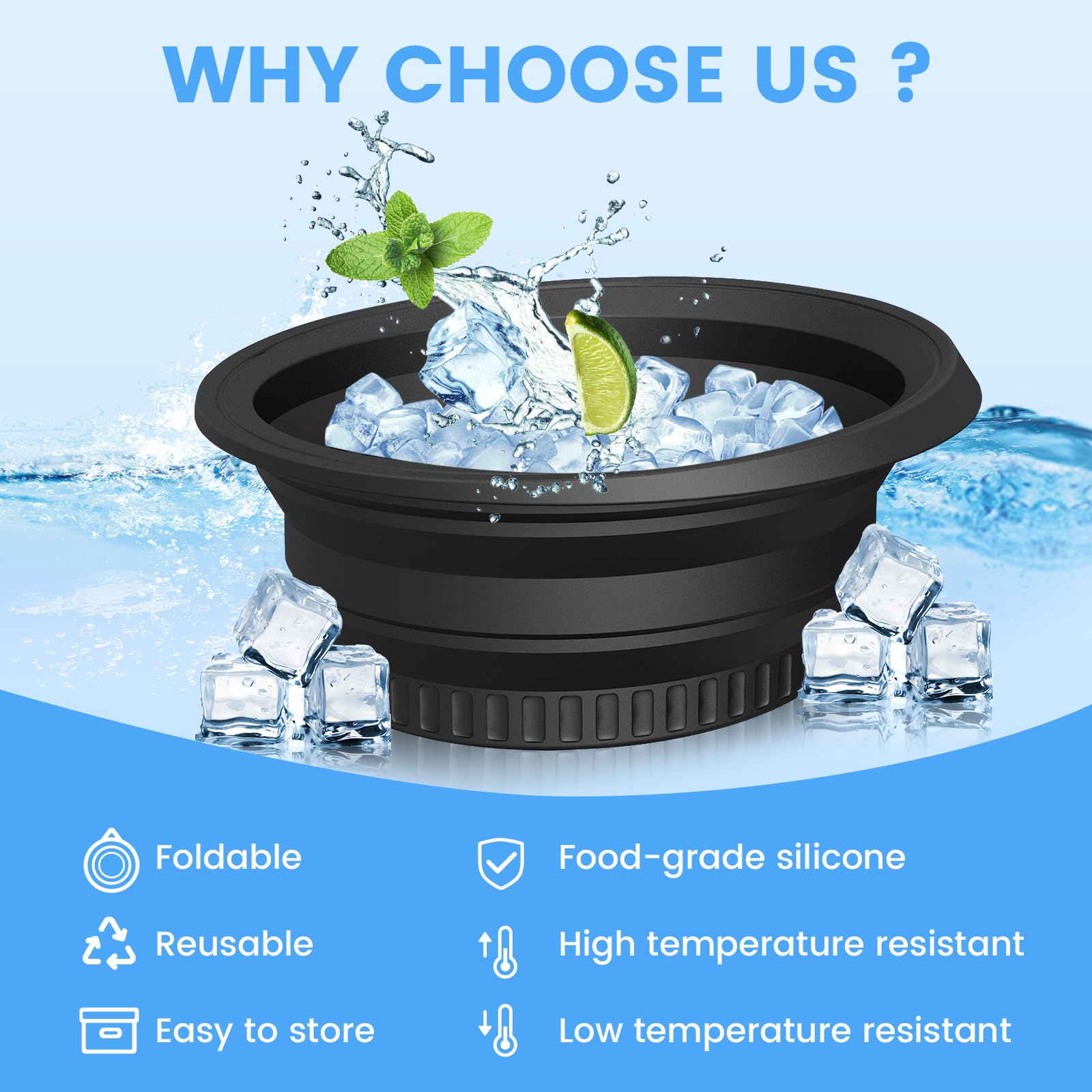 Cuenco Facial para Hielo, Cuenco de Hielo para Cara, Cuenco de Baño de Hielo Facial Silicona, Portátil Lavabo Plegable Cuenco Facial para Hielo Calmar la Piel
