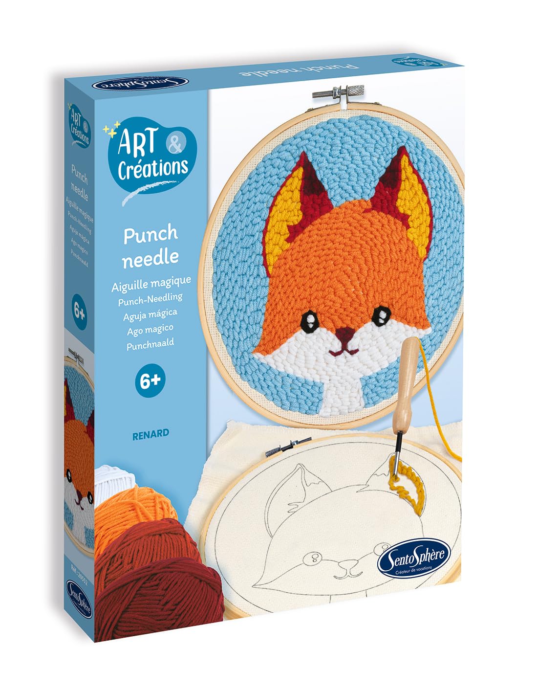 Sentosphère – Punch Needle Volpe – Cofanetto creativo per bambini – Iniziazione a punto punto cucito da 6 anni – Illustrazione da ricamo – Relax e precisione – 20552