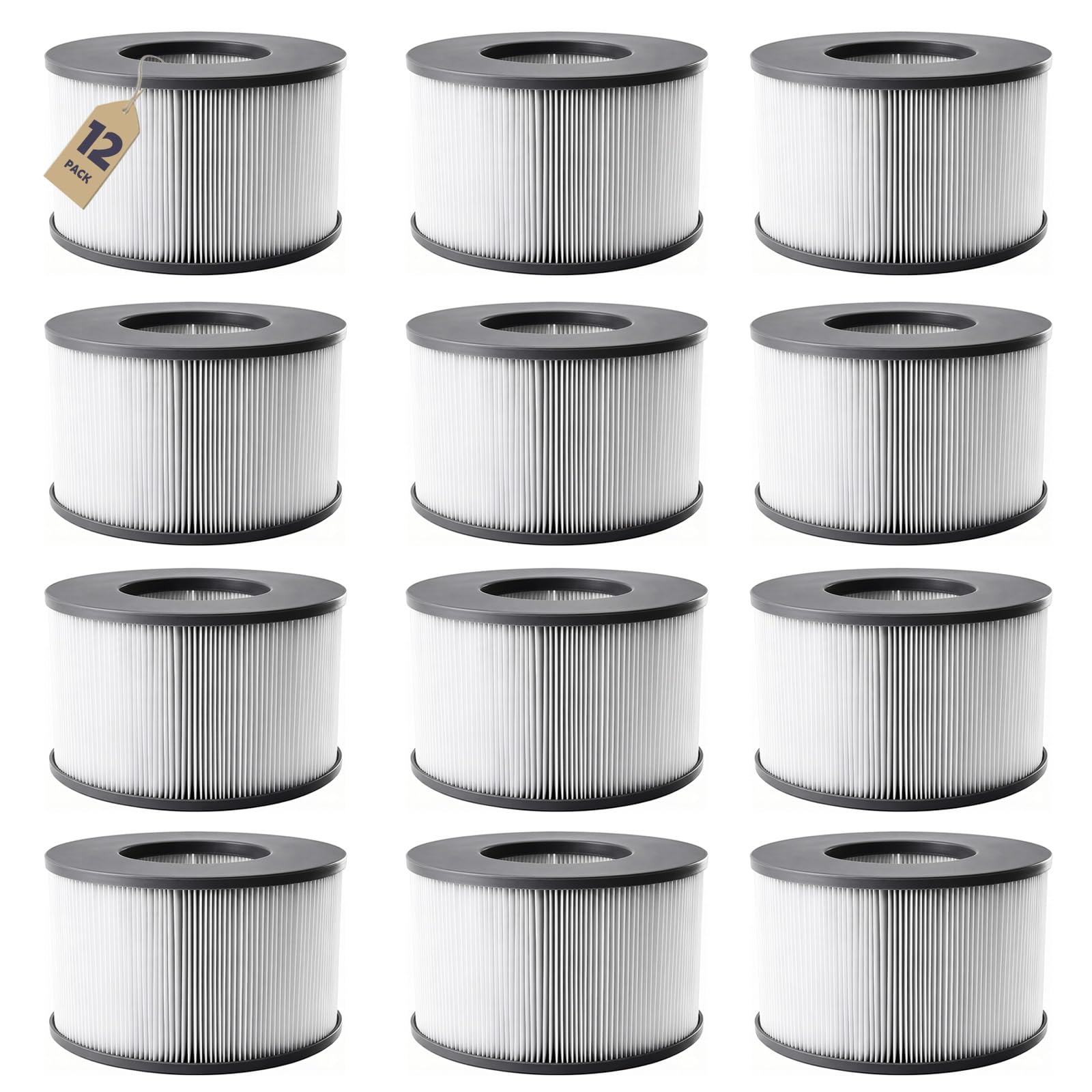 Filtro di Ricambio per Filtro Whirlpool, per MSpa Whirlpool Modello dal 2020, per Accessori Mspa Whirlpool, Compatibile con Filtro Mspa (12 Pezzi)