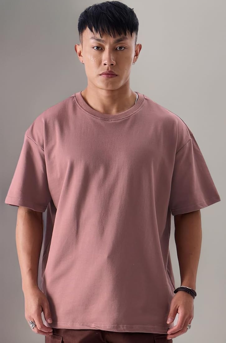 Buy The Souled Store Solids: Dusty Rose Mens Oversized Fit Solid