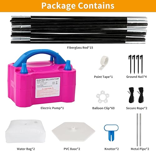 Miniatura 2 de RUBFAC Kit de arco de globos y bomba de globos, soporte de arco de globos ajustable de 10 pies de ancho para marco de piso con bases de bomba