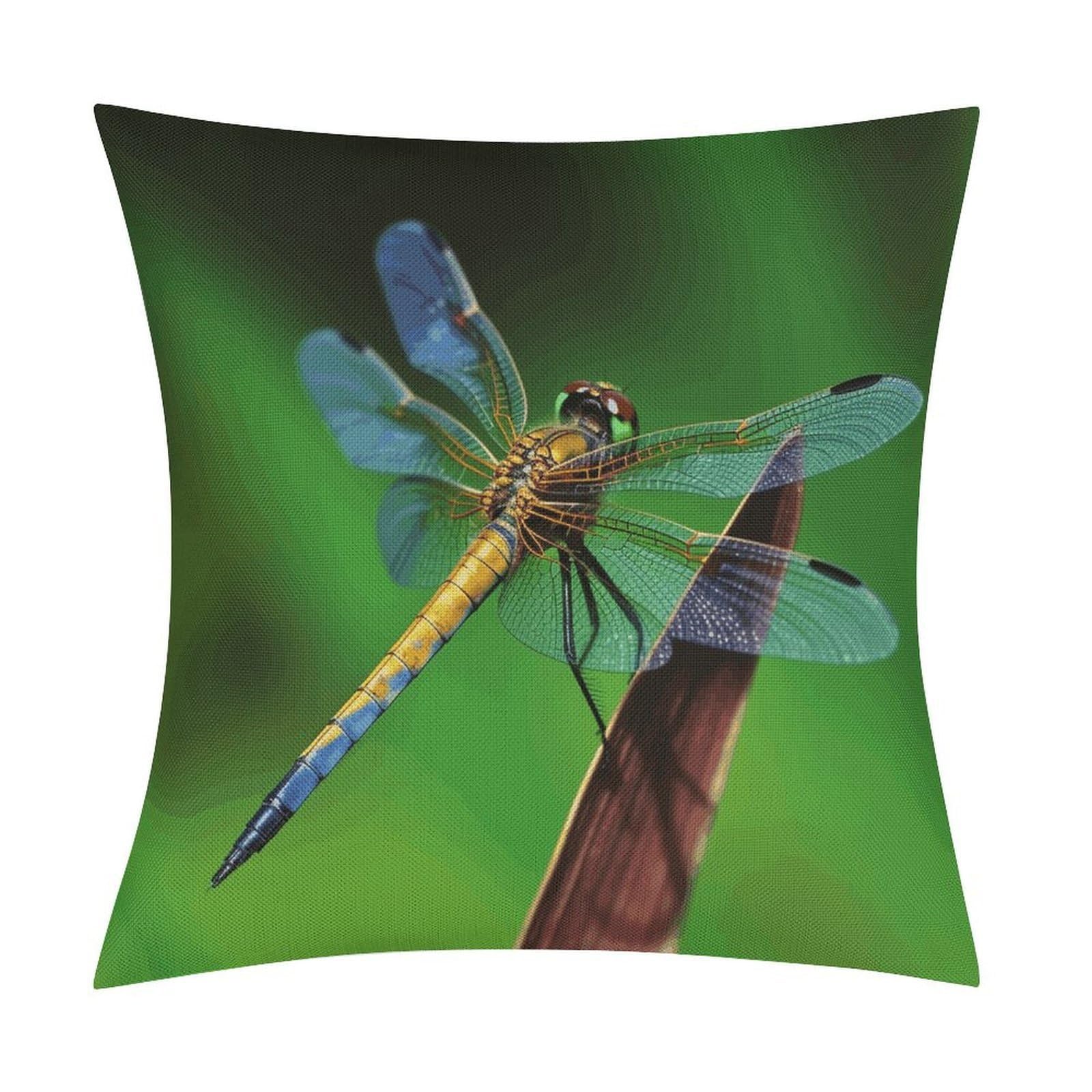 Dragonfly Pillow Covers 18x18 Inch, Pillow Cases Boho Farmhouse, Throw Pillow Covers for Couch Sofa Bed Spring Home Decor