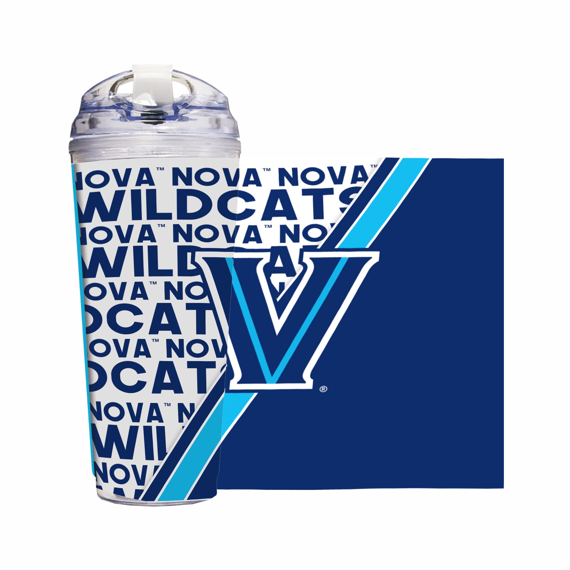 Gobelet Villanova Wildcats Rico Industries en acrylique de 710 ml avec paille