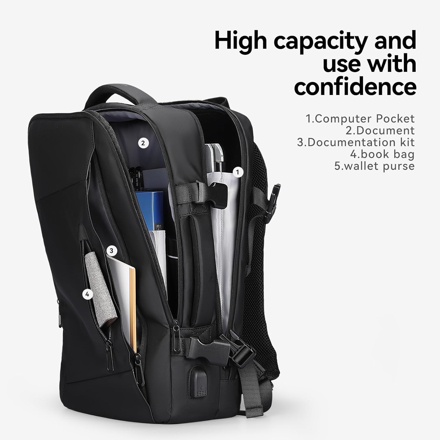 Mark Ryden Business Laptop Backpack for Men and Women,Waterproof Travel Backpack, 26L fit 17 Inch Business Backpack with USB Charging Port, Carry on Flight Approved Computer Backpack